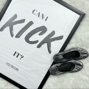 Tory Burch Eddie Scrunch Flat in Metallic Leather